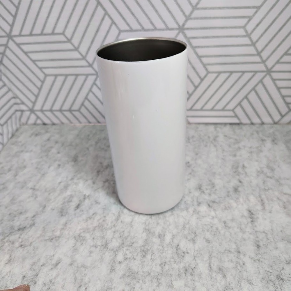 (4) White Sublimation Blank Skinny Tumbler Stainless‎ Steel Insulated w/ Lid NIB